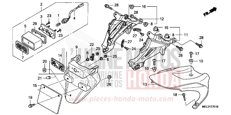 GARDE-BOUE ARRIERE (CBR1000RR6/7) de CBR1000RR "Fireblade" IRON NAIL SILVER METALLIC-U (NH167EA) 2006